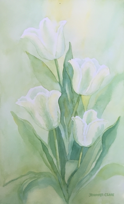 Spring Green Tulips 18h x 11w